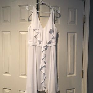 BCBG white ruffle dress
